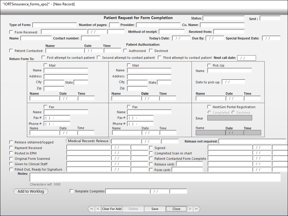 Patient Request for Form Completion template