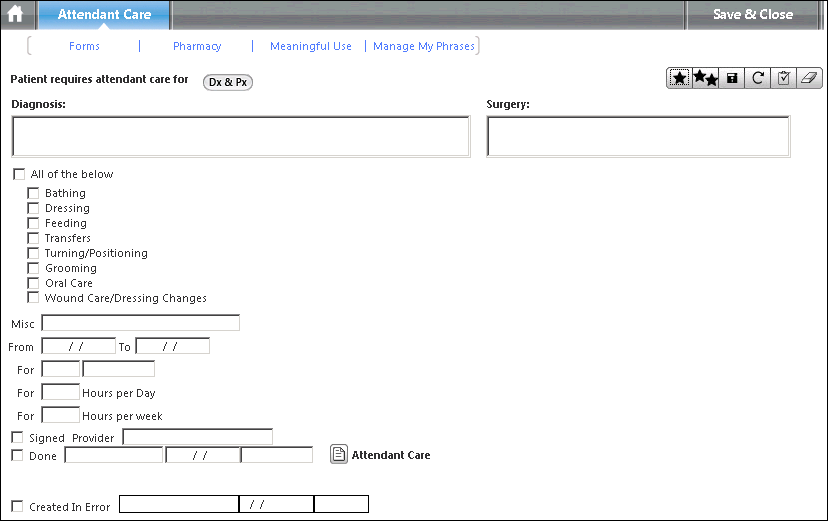 Attendant Care template