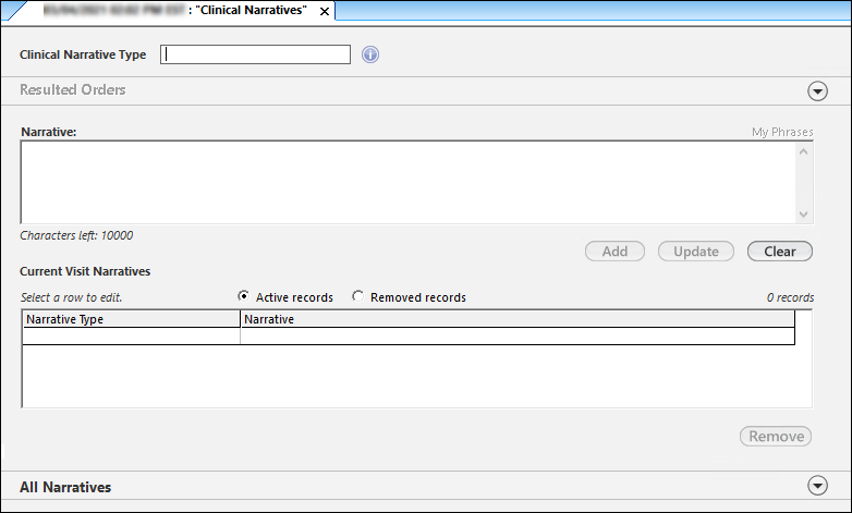 Clinical Narratives template