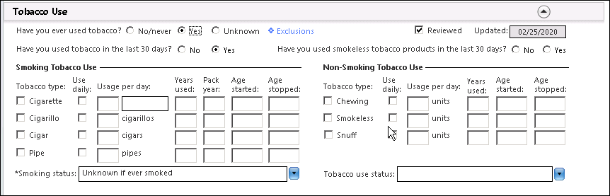 Tobacco Use panel