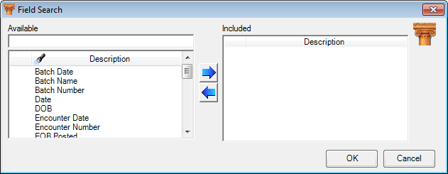 Field Search window