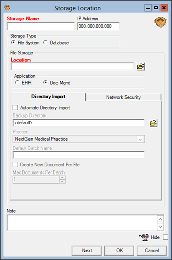 Storage location window
