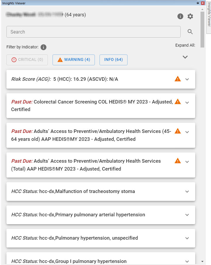 Insights Viewer window