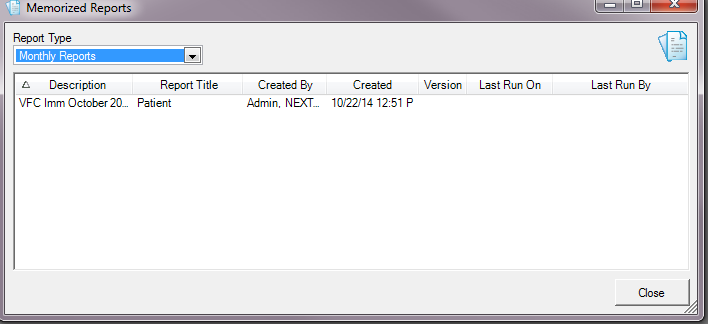 Memorized Reports