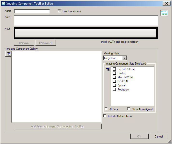 Imaging Component ToolBar Builder