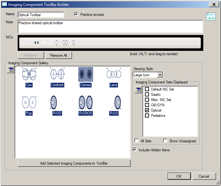 Imaging Component ToolBar Builder