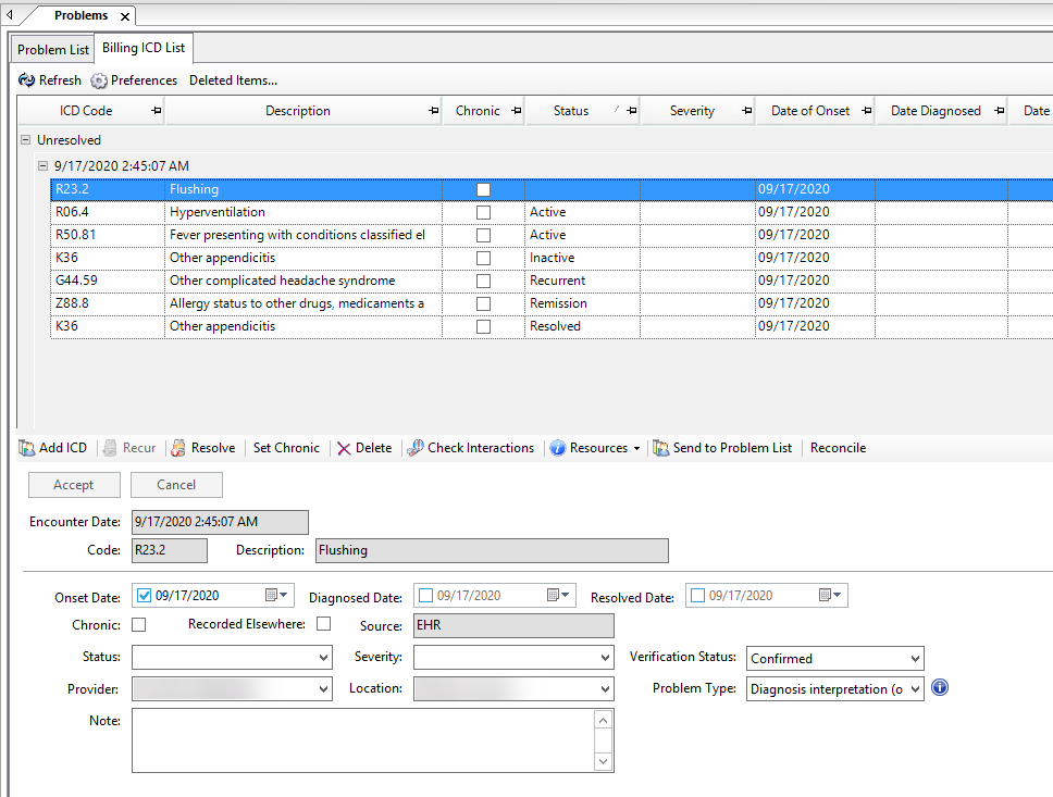 Billing ICD List