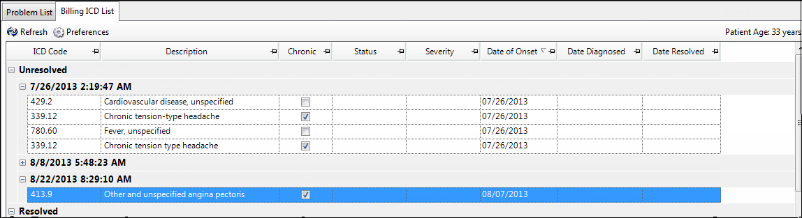 Billing ICD List