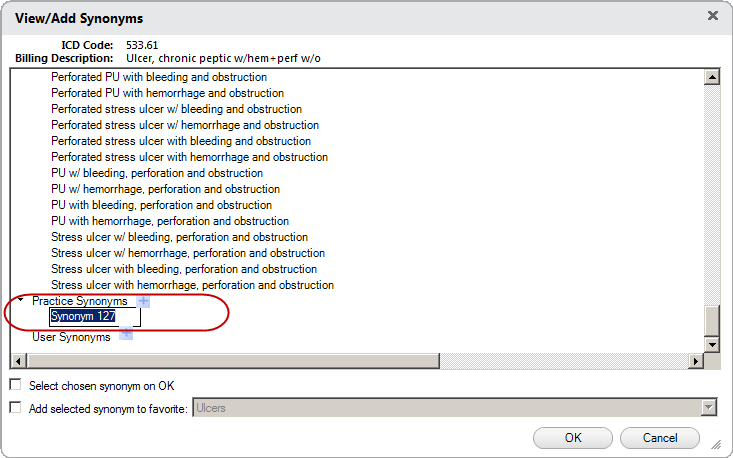 View/Add Synonyms