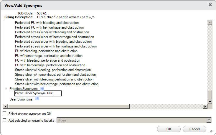 View/Add Synonyms