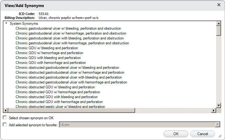 View/Add Synonyms