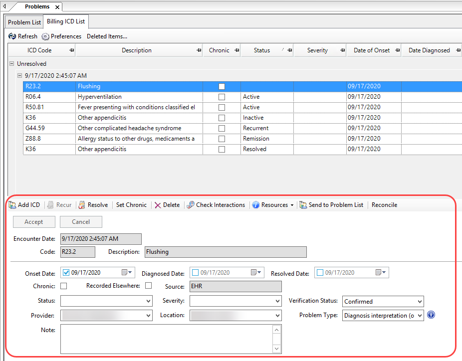 Billing ICD List