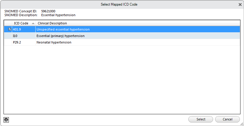Select Mapped ICD Code