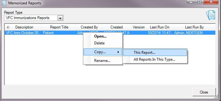 Memorized Reports