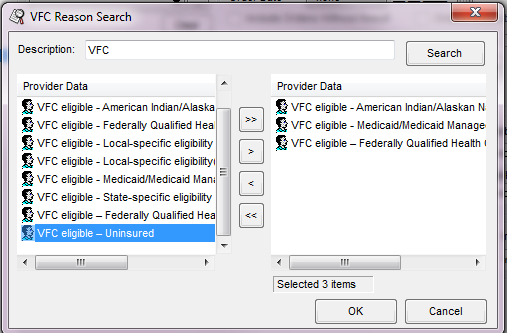 VFC Reason Search
