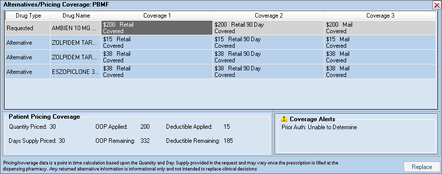 Alternatives/Pricing Coverage
