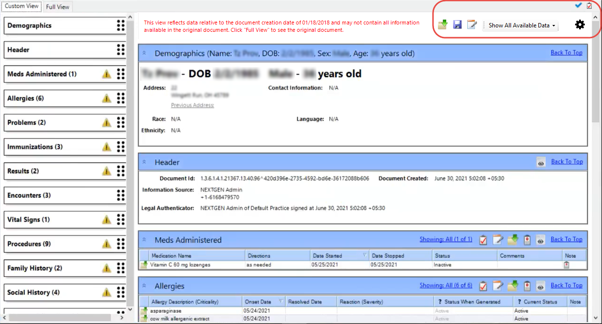 Controls for Document-Level Actions