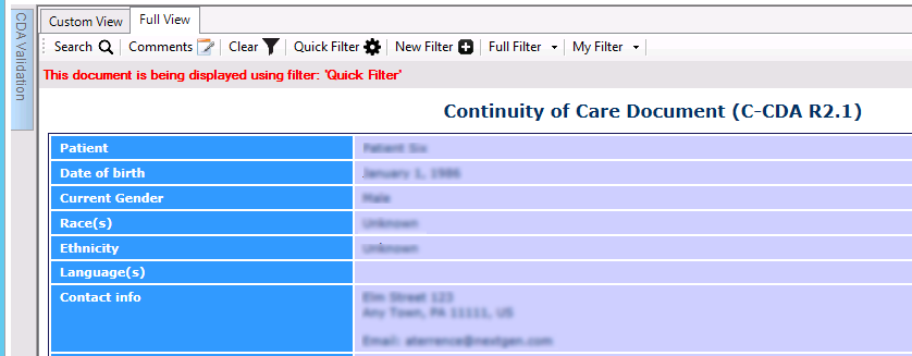 Quick Filter Message