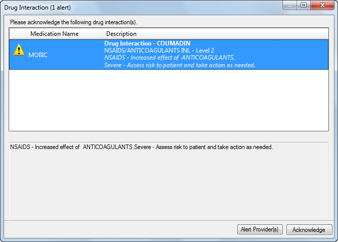 Drug Interaction Window