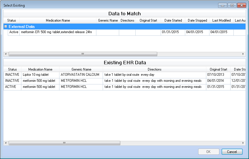 Data to Match Window