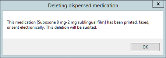 Deleting Dispensed Medication Message