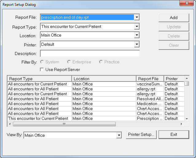 Report Setup Dialog