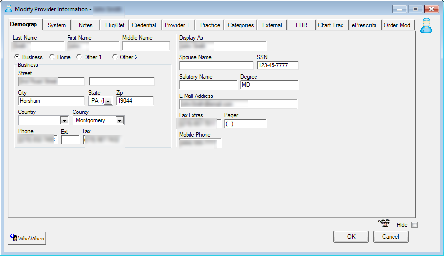 Modify Provider Information
