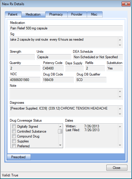 New Rx Details