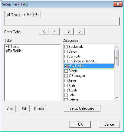 Setup Task Tabs