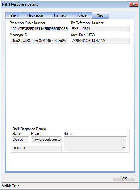 Refill Response Details