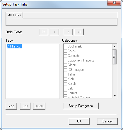 Setup Task Tabs