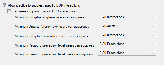 Can users suppress specific DUR interactions check box