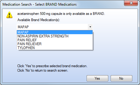 Medication Search message