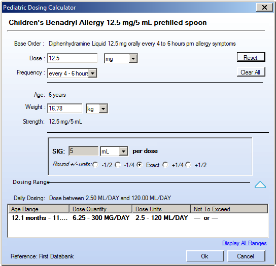 Dosing Range Information