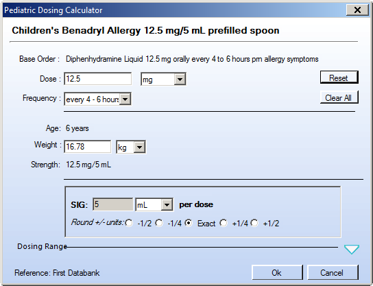 Pediatric Dosing Calculator SIGs