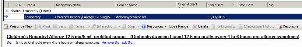 Selected pediatric SIG