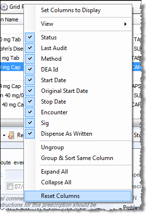 Reset Columns
