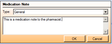 Medication Note text