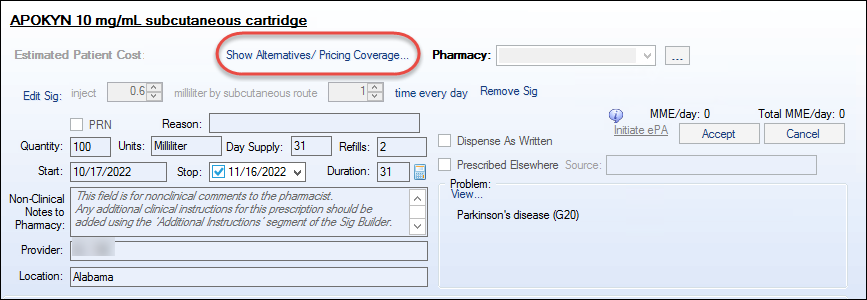 Estimated Patient Cost