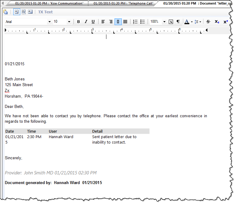 Document letter