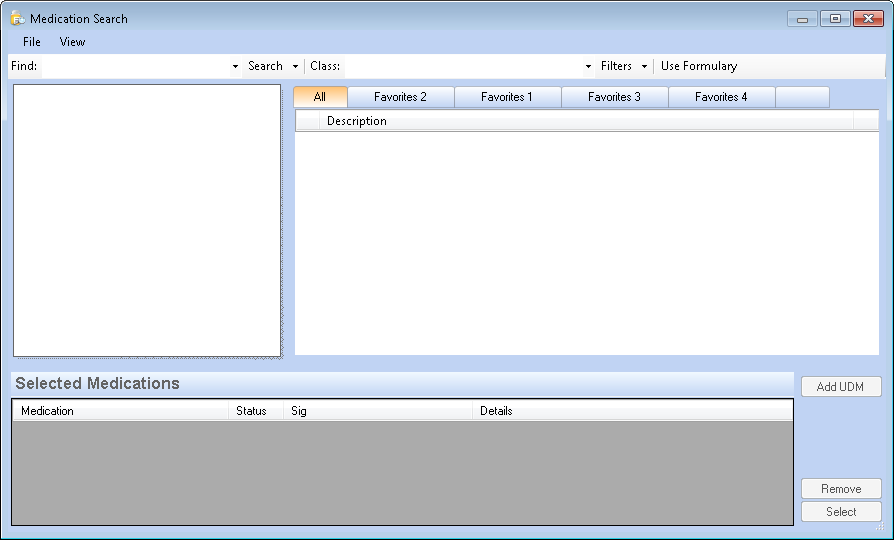 Medication Search window