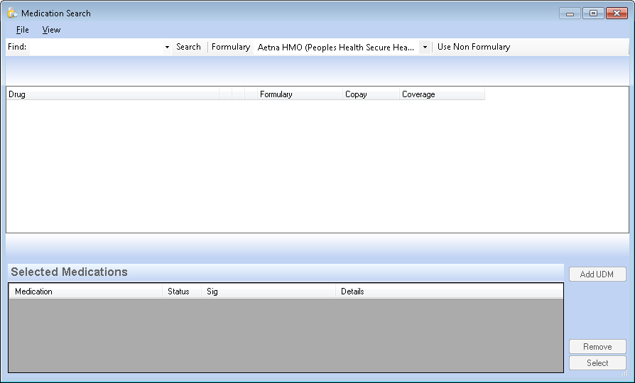Medication Search window