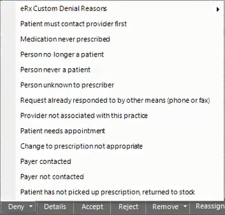 eRx DCustom Denial Reasons