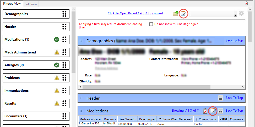 Opened View in CDA Viewer