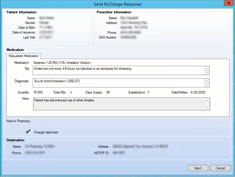 Send RxChange Response