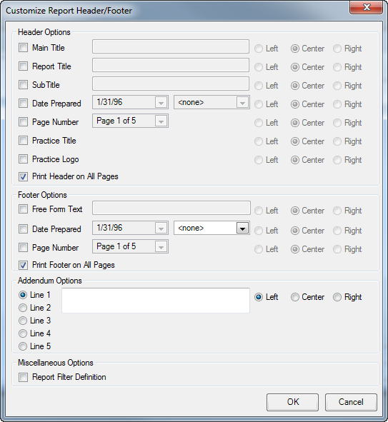 Customize Report Header/Footer