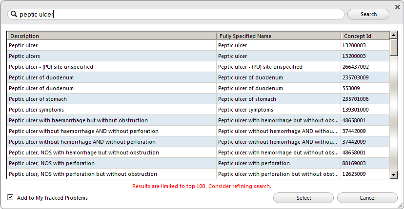 Problem search results