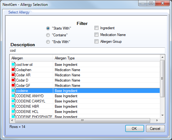 Allergy Selection