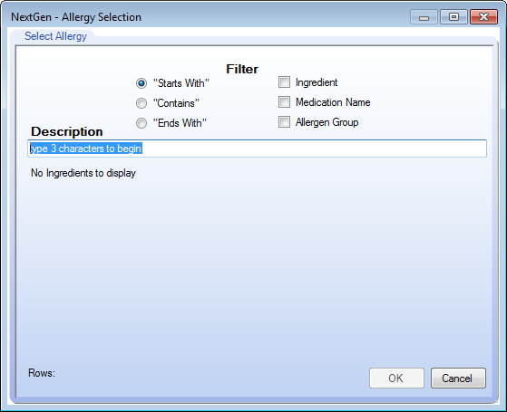Allergy Selection
