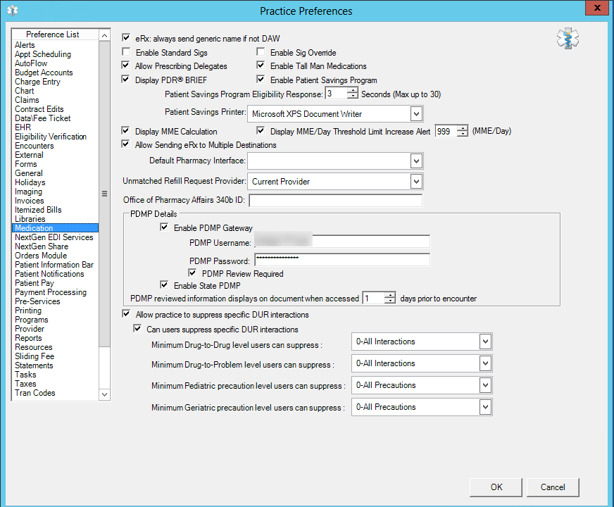 Medication option is selected from the Preference List